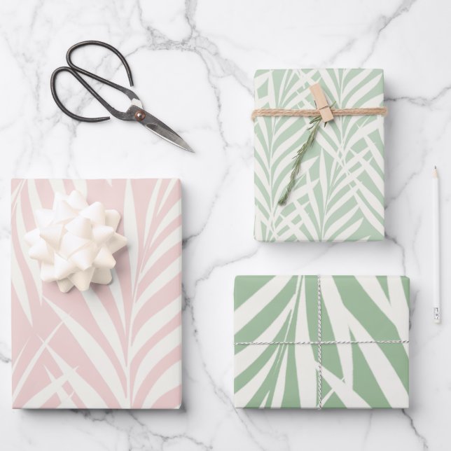 Elegantes Pastel Exotic Palm Blätter Muster (Vorderseite)