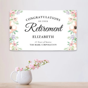 Elegantes Pastel Floral Retirement Party Banner