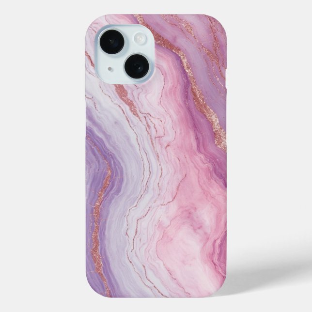 Elegantes Pastel Marmor & Rose Gold Glitzer Monogr Case-Mate iPhone Hülle (Rückseite)