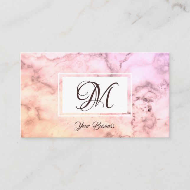 Elegantes Pastel Pink Beige Marmor Stilvolles Mono Visitenkarte (Vorderseite)