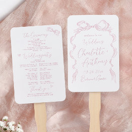 Elegantes Pastel Pink Hand Drawn Bow Wedding Progr Fächer