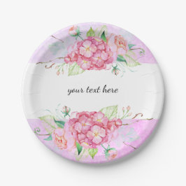 Elegantes Pastel Pink Hydrangea Blume Party Pappteller