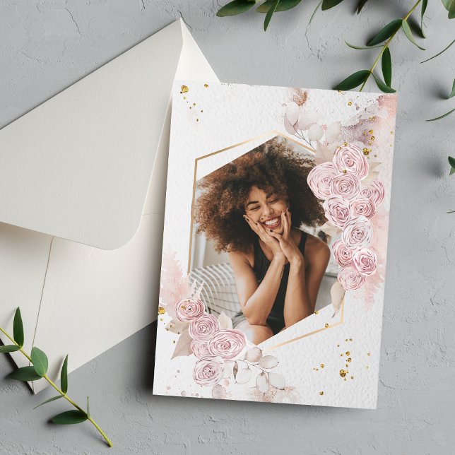 Elegantes Pastel Rosa Abschluss Foto Einladung (Von Creator hochgeladen)