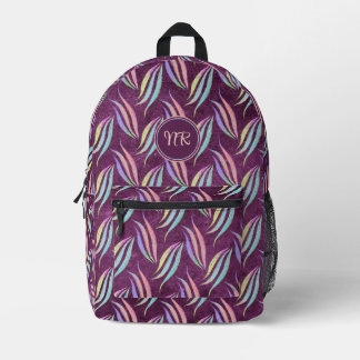 Elegantes Pastel und Lila Abstraktes Mustermonogra Bedruckter Rucksack