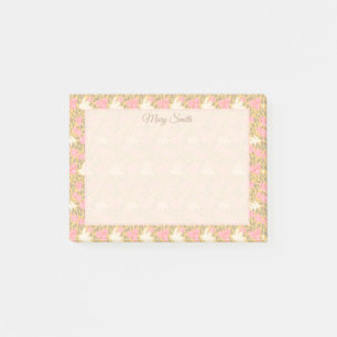 Elegantes Pastell-Blumen-Vogel-Rahmen-Design Post-it Klebezettel