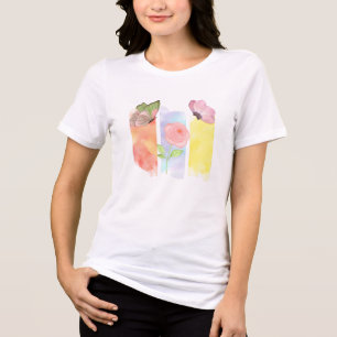 Elegantes Pastell Schmetterling & Rose T-Shirt Tri-Blend Shirt