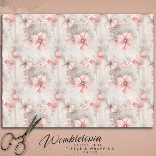Elegantes Pastell-Weihnachts-Blumen- & Ornament-Mu Seidenpapier