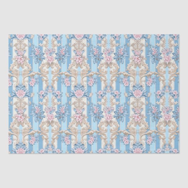 Elegantes pastellfarbenes Barockmuster Seidenpapier (Vorderseite)