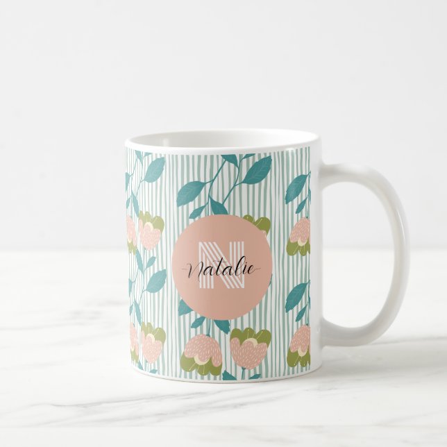 Elegantes, pastellfarbenes Retromuster Kaffeetasse (Rechts)