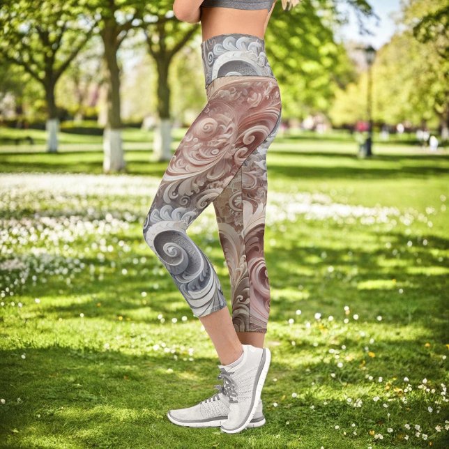 Elegantes, pastellfarbenes Spitzenmuster Capri Leggings (Von Creator hochgeladen)