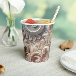 Elegantes, pastellfarbenes Spitzenmuster Pappbecher