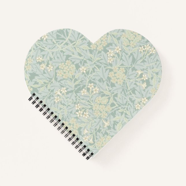 Elegantes Pastellgrün-Jasmin-Blumenmuster Notizbuch (Vorderseite)
