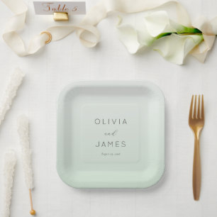 Elegantes Pastellgrün Minimalistisch Pappteller