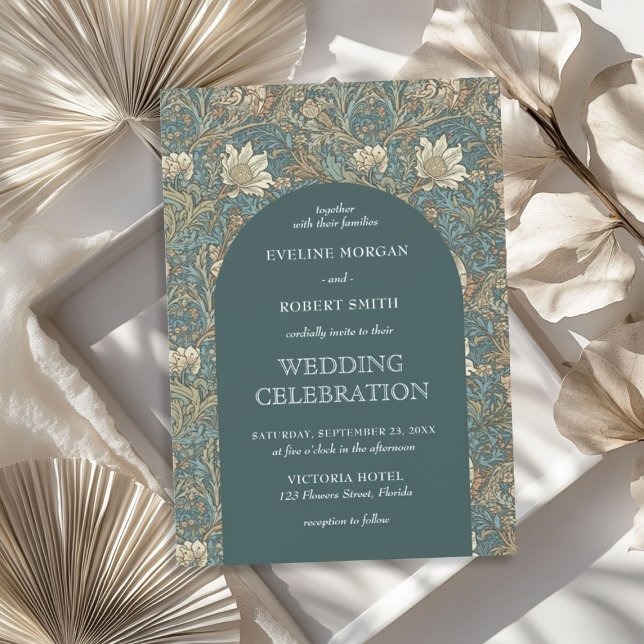 Elegantes pastellgrünes Elfenbein Einladung (Elegant pastel green ivory floral Art Nouveau Invitation)