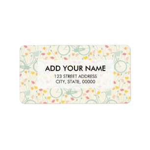 Elegantes pastellrosa, grünes Frühlingsrad Adressaufkleber