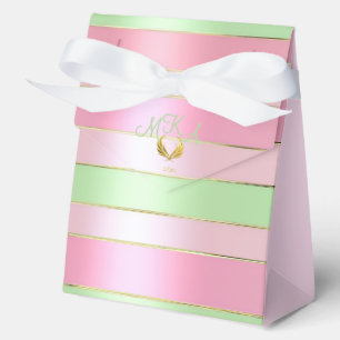Elegantes Pastellrosa und Grün Gestreift Geschenkschachtel