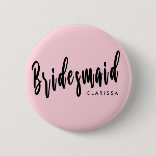 Elegantes Pastellrosa und schwarzes Brautpavillon Button