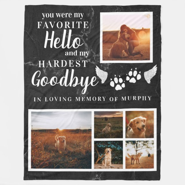 Elegantes Paw Prints Personalisiertes Memorial-Fot Fleecedecke (Vorderseite)
