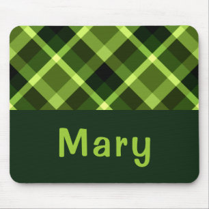 Elegantes Pea Green Kariert Monogram Mousepad