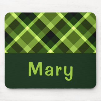 Elegantes Pea Green Kariert Monogram Mousepad