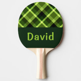 Elegantes Pea Green Kariert Monogram Ping Pong Pad Tischtennis Schläger
