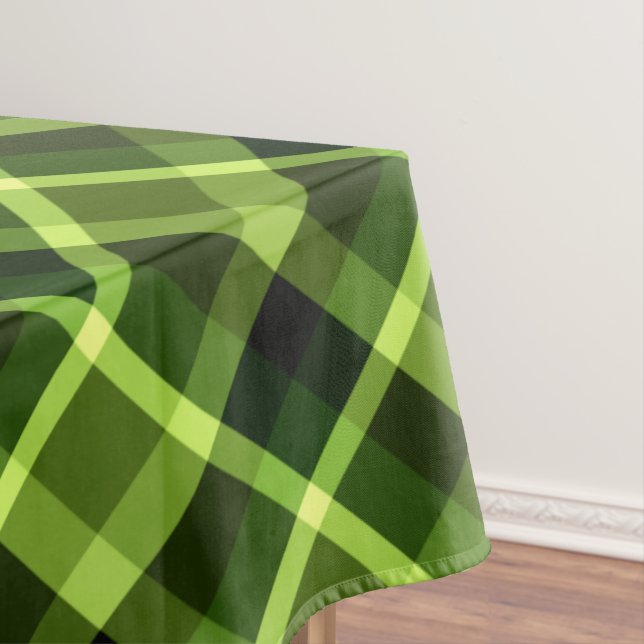 Elegantes Pea Green Kariertes Muster Große Tischde Tischdecke (Beispiel)