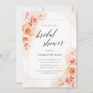 Elegantes Peach Blush Foto Brautparty Einladung
