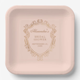 Elegantes Peach Brautparty Party Pappteller
