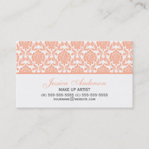 Elegantes Peach Damask Muster Visitenkarte