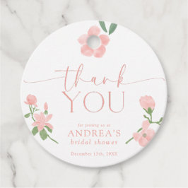 Elegantes Peach Floral Brautparty Geschenkanhänger