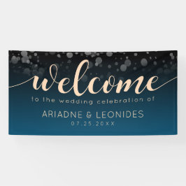 Elegantes Peach Oceanic Blue Wedding Banner