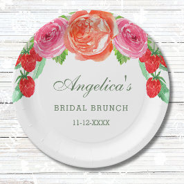 Elegantes Peach Peony Pink Bridal Brunch Pappteller