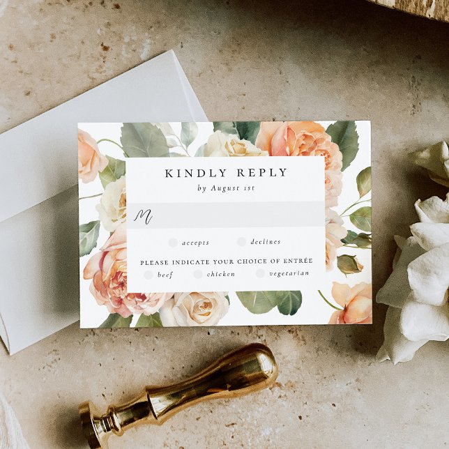 Elegantes Peach und Elfenbeinküche Rose Wählen Sie RSVP Karte (Von Creator hochgeladen)
