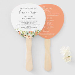 Elegantes Peach Watercolor Floral Wedding Program Fächer