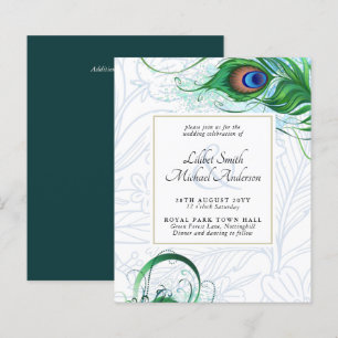 Elegantes PEACOCK FEATHER Wedding Einladungs-BUDGE