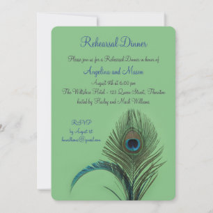 Elegantes Peacock Probe Dinner (grün) Einladung