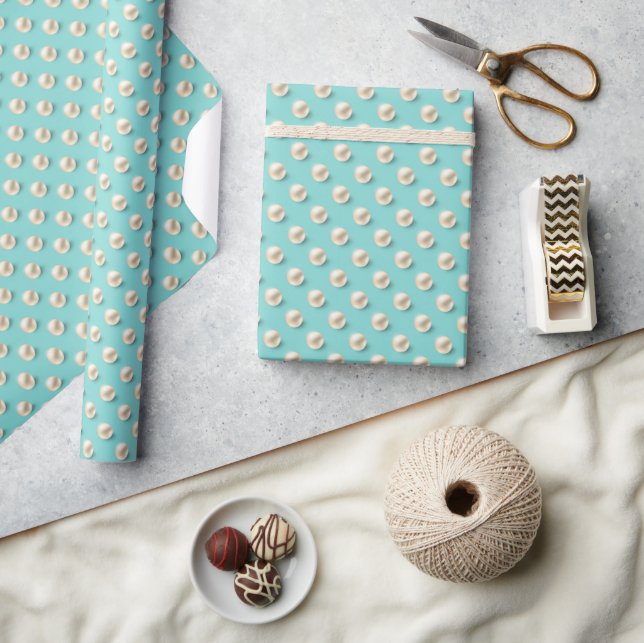 Elegantes Pearl & Turquoise Wrapping Paper Geschenkpapier (Kunsthandwerk)