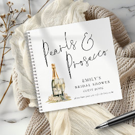 Elegantes Pearls Prosecco Brautparty Gästebuch Notizbuch