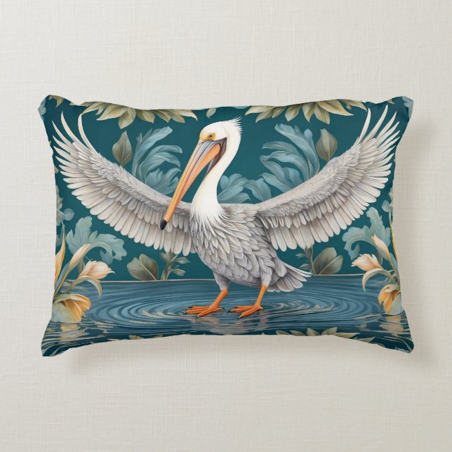 Elegantes Pelican Bird Tropical Paradise Dekokissen (Vorderseite)