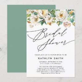 Elegantes Peony Botanical Greenerity Brautparty Einladung