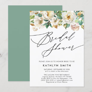 Elegantes Peony Botanical Greenerity Brautparty Einladung