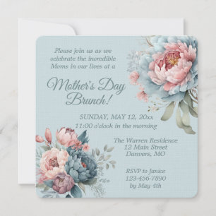 Elegantes Peony Floral Mother's Day Brunch Einladung