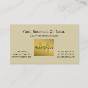 Elegantes Pergament-Cream Luxus-Gold-Monogramm Visitenkarte