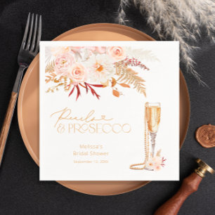 Elegantes Perlen & Prosecco Brautparty Serviette