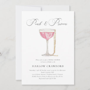 Elegantes Perlen und Prosecco-Brautparty Einladung