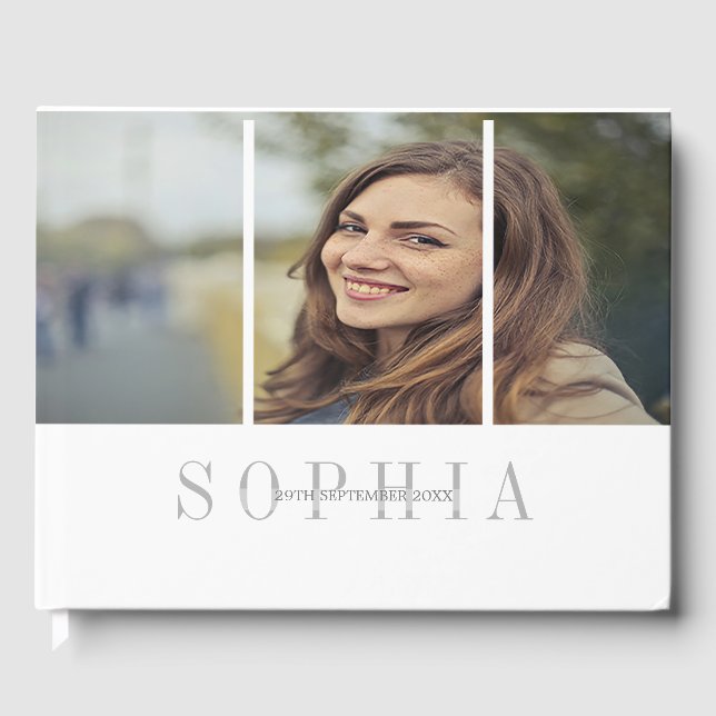 Elegantes Personal Foto Bat Mitzvah Gästebuch (Vorderseite)