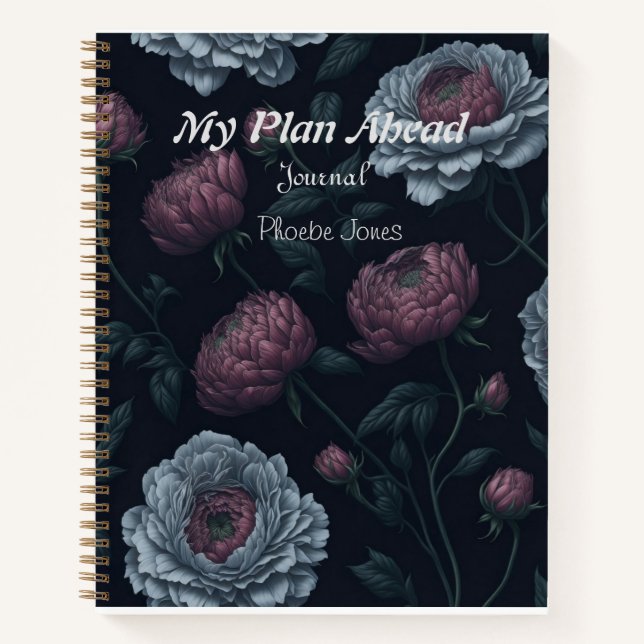 Elegantes Personalisiert Name Peonies Journal Notizbuch (Vorderseite)