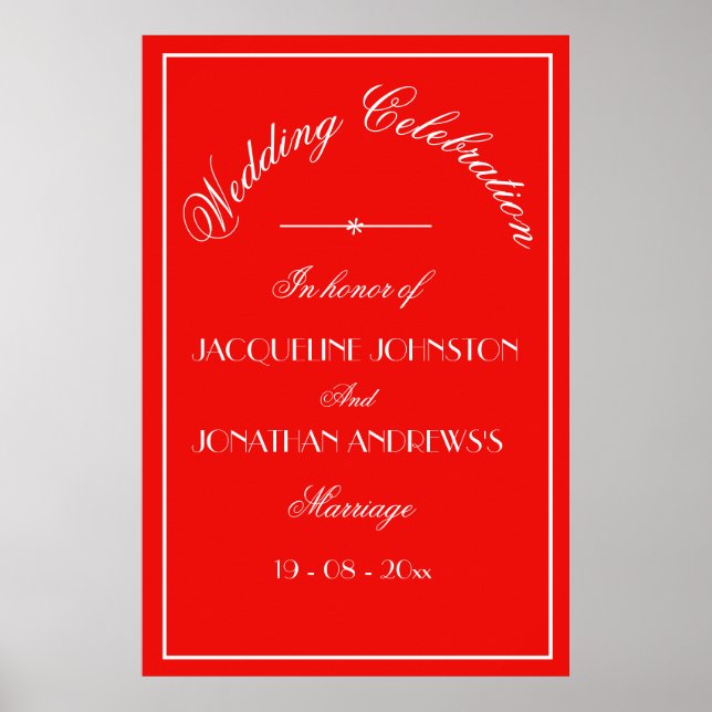 Elegantes Personalisiert-schicke Red Wedding Willk Poster (Vorne)