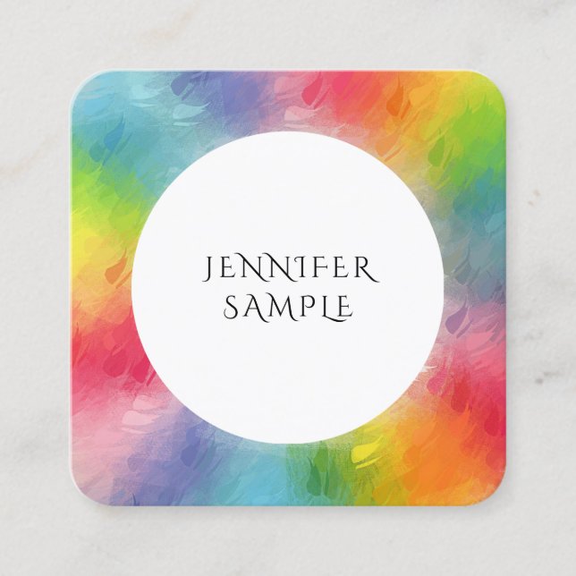 Elegantes Personalisiertes Abstraktes Template Quadratische Visitenkarte (Vorderseite)