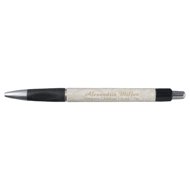 Elegantes Personalisiertes Beige- & Linenmuster Kugelschreiber (Vorderseite)
